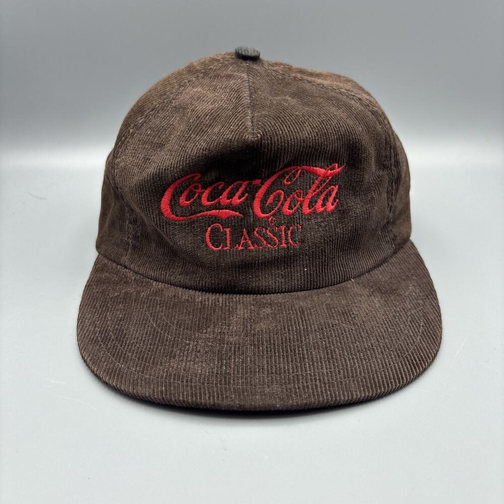 Vintage Black and Red Corduroy Coca-Cola Snapback Hat Faded